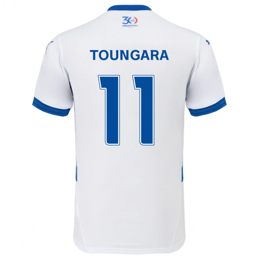 Danxen Kinder Aboubacar Toungara #11 Weiß Königsblau Auswärtstrikot Trikot 2025/26 T-Shirt