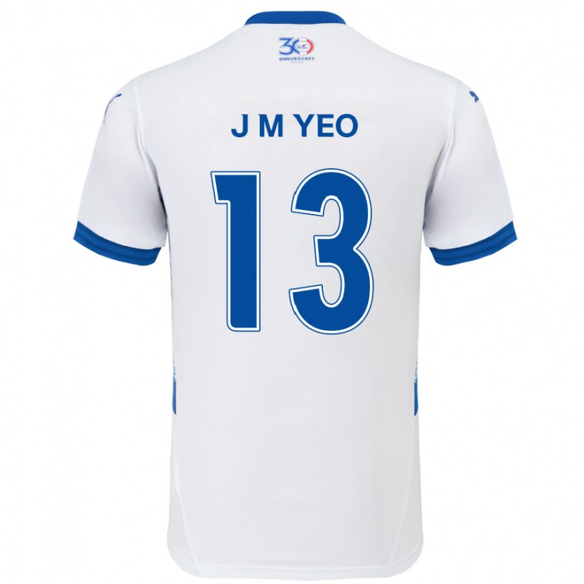 Danxen Kinder Min-Jun Yeo #13 Weiß Königsblau Auswärtstrikot Trikot 2025/26 T-Shirt