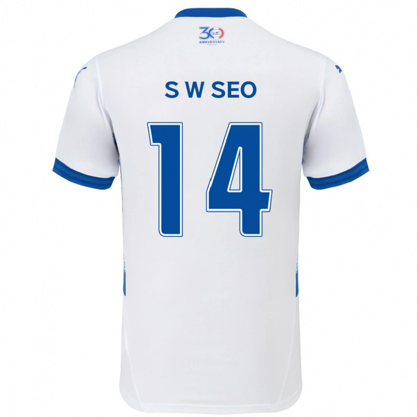 Danxen Kinder Woo-Seong Seo #14 Weiß Königsblau Auswärtstrikot Trikot 2025/26 T-Shirt