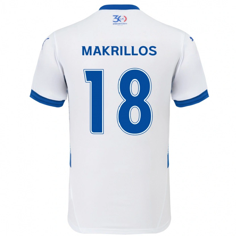 Danxen Kinder Peter Makrillos #18 Weiß Königsblau Auswärtstrikot Trikot 2025/26 T-Shirt
