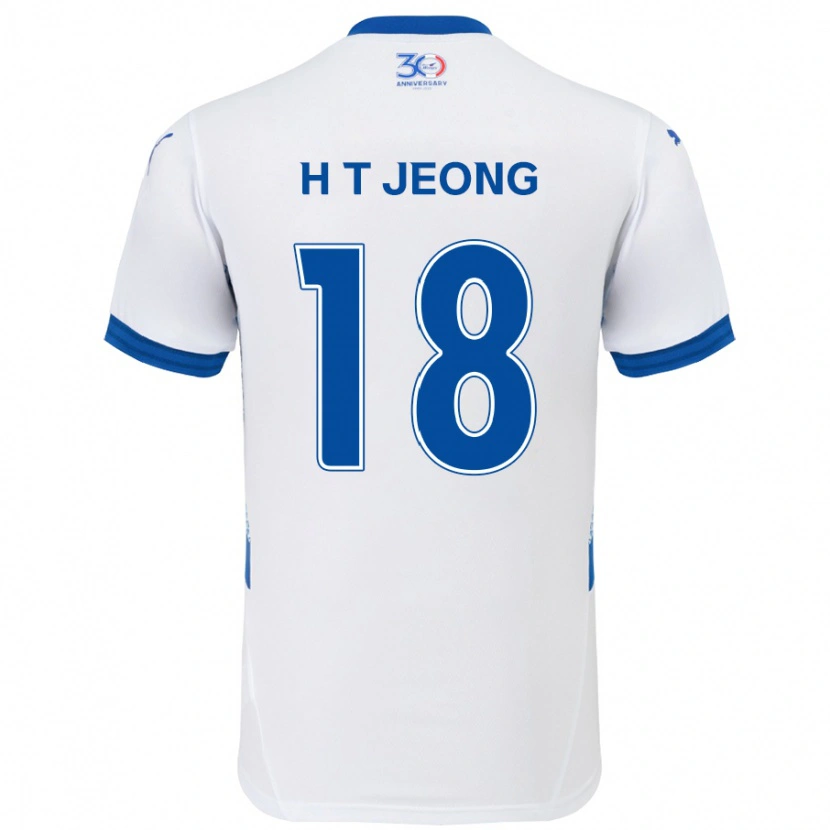 Danxen Kinder Tae-Hwan Jeong #18 Weiß Königsblau Auswärtstrikot Trikot 2025/26 T-Shirt