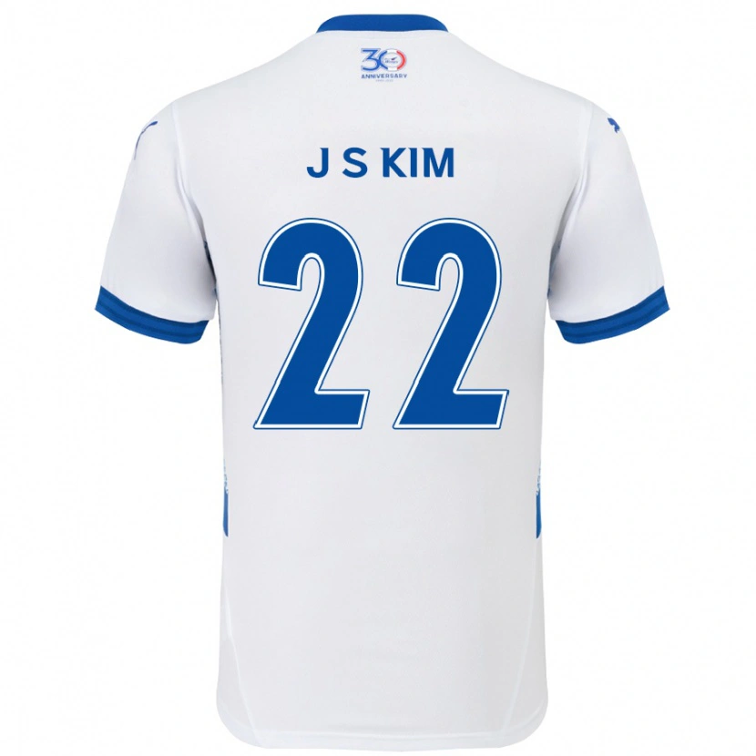 Danxen Kinder Sang-Jun Kim #22 Weiß Königsblau Auswärtstrikot Trikot 2025/26 T-Shirt