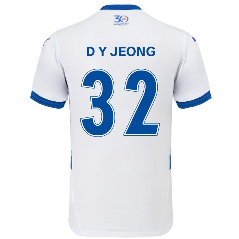 Danxen Kinder Dong-Yun Jeong #32 Weiß Königsblau Auswärtstrikot Trikot 2025/26 T-Shirt