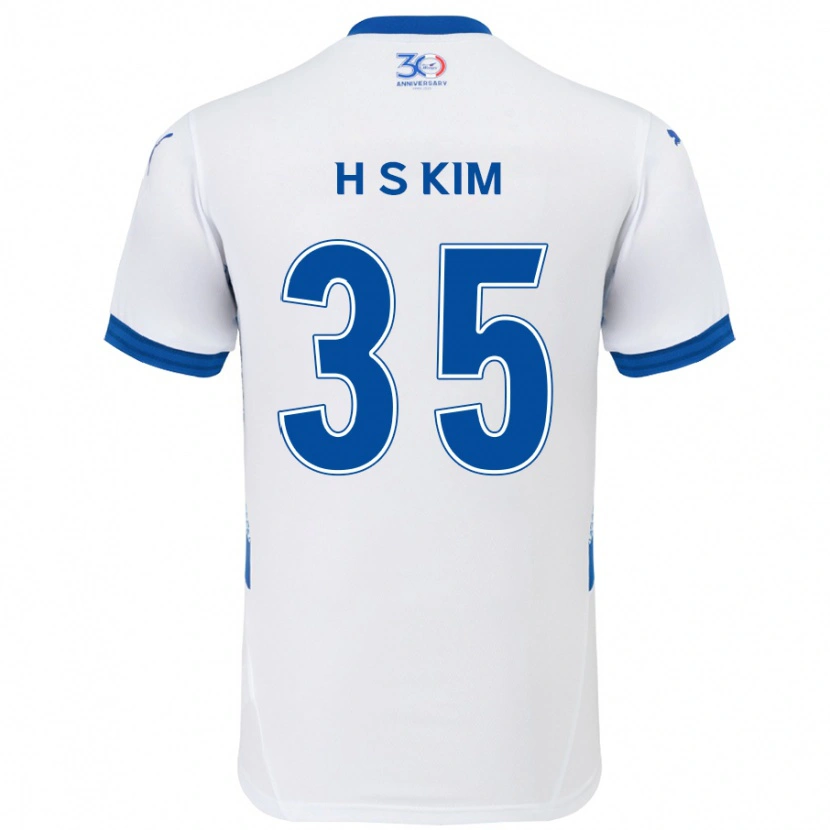Danxen Kinder Seung-Hyun Kim #35 Weiß Königsblau Auswärtstrikot Trikot 2025/26 T-Shirt