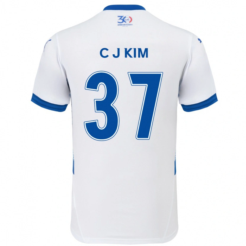 Danxen Kinder Joo-Chan Kim #37 Weiß Königsblau Auswärtstrikot Trikot 2025/26 T-Shirt