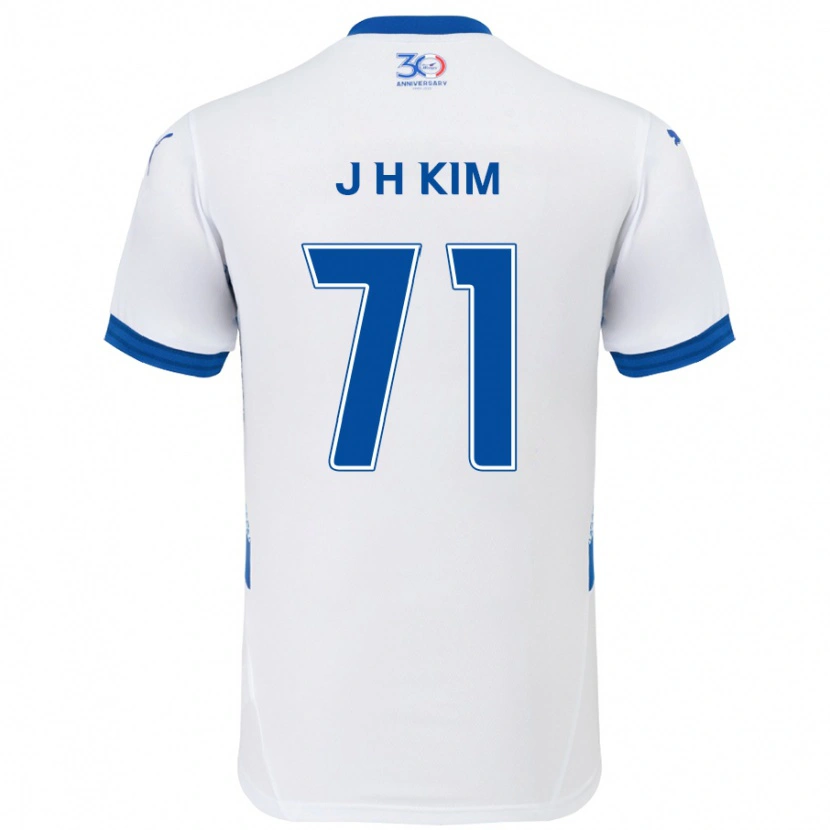 Danxen Kinder Ji-Ho Kim #71 Weiß Königsblau Auswärtstrikot Trikot 2025/26 T-Shirt