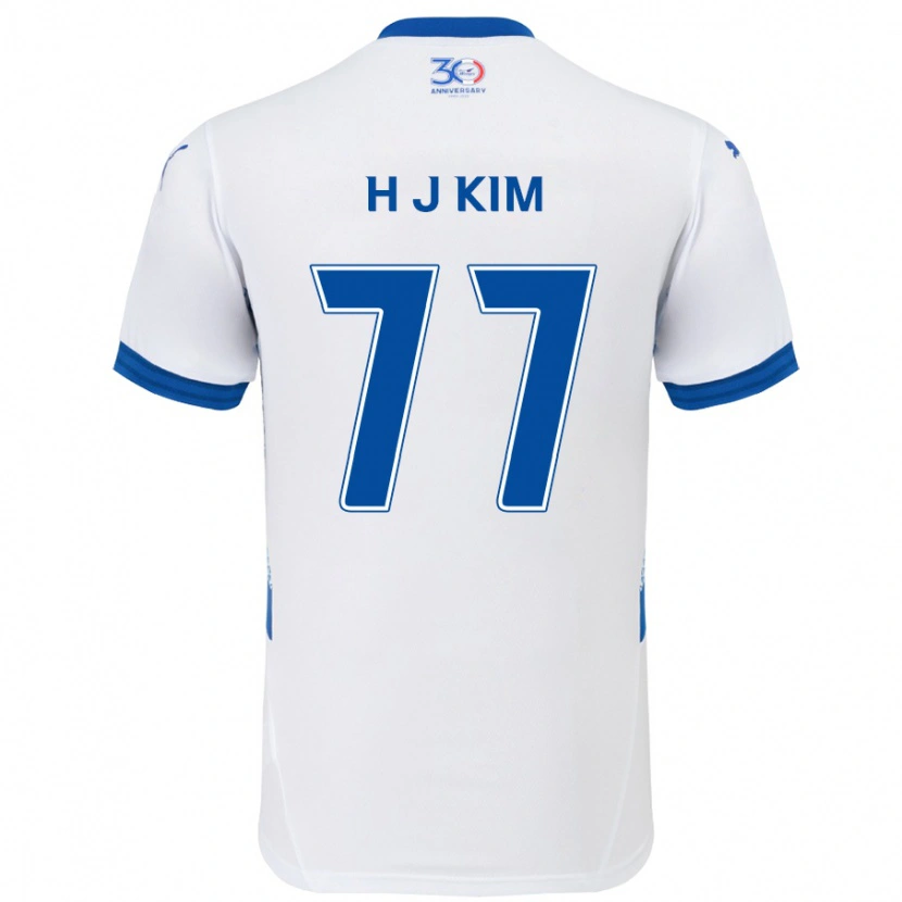 Danxen Kinder Ji-Hyun Kim #77 Weiß Königsblau Auswärtstrikot Trikot 2025/26 T-Shirt