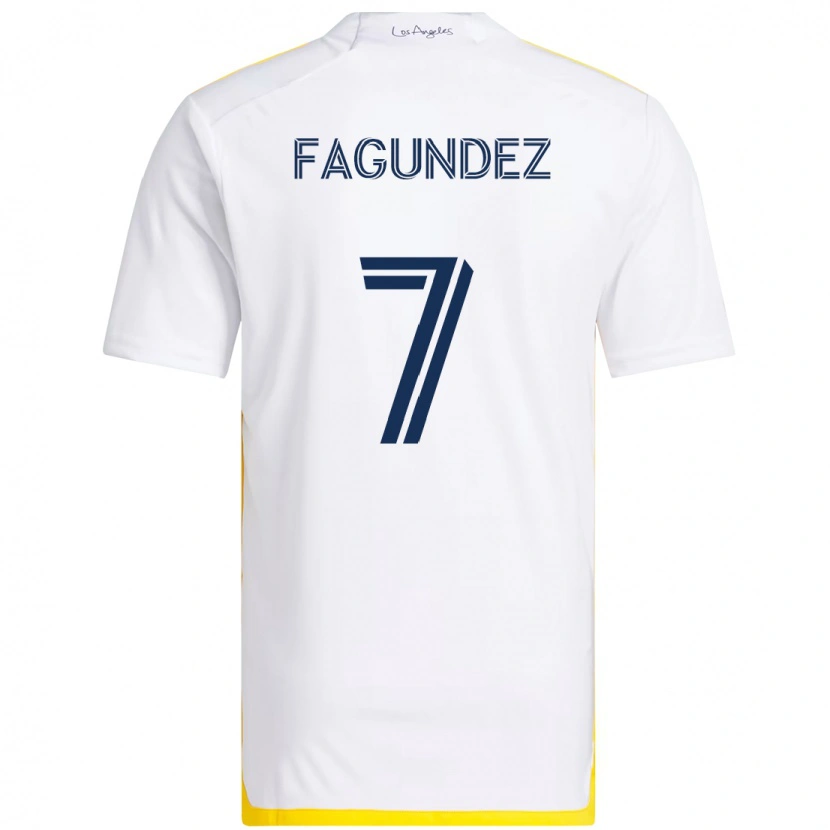 Danxen Herren Diego Fagúndez #7 Weiß Gelb Heimtrikot Trikot 2025/26 T-Shirt