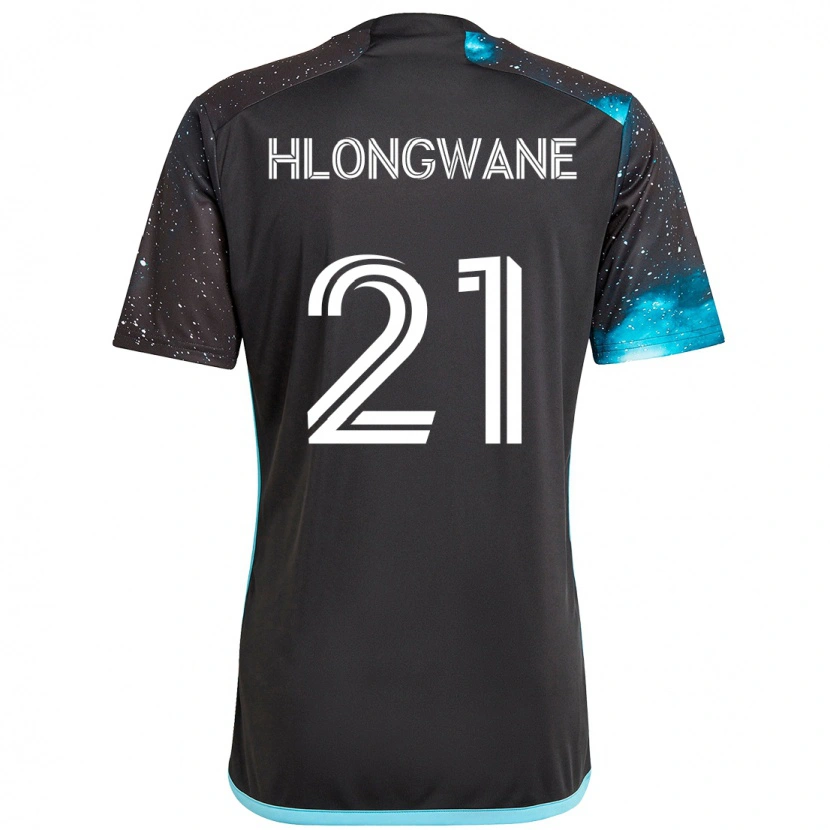Danxen Herren Bongokuhle Hlongwane #21 Schwarz Blau Heimtrikot Trikot 2025/26 T-Shirt