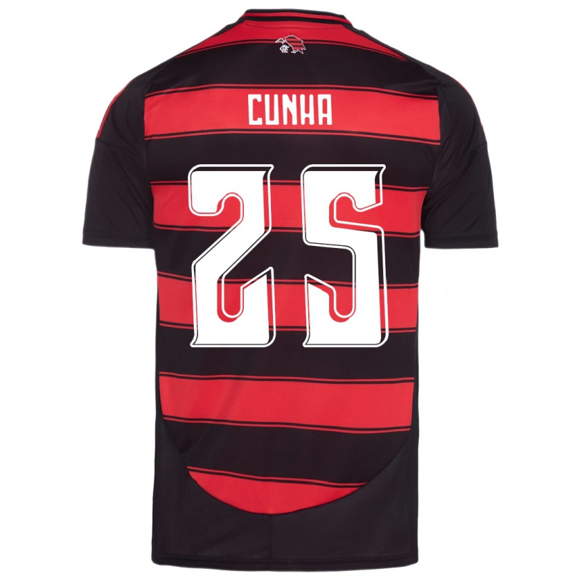 Danxen Herren Matheus Cunha #25 Rot Schwarz Heimtrikot Trikot 2025/26 T-Shirt