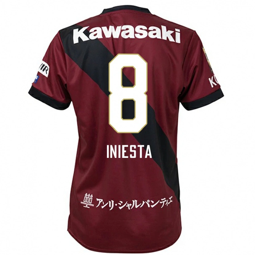 Danxen Herren Andres Iniesta #8 Burgunder Schwarz Heimtrikot Trikot 2025/26 T-Shirt
