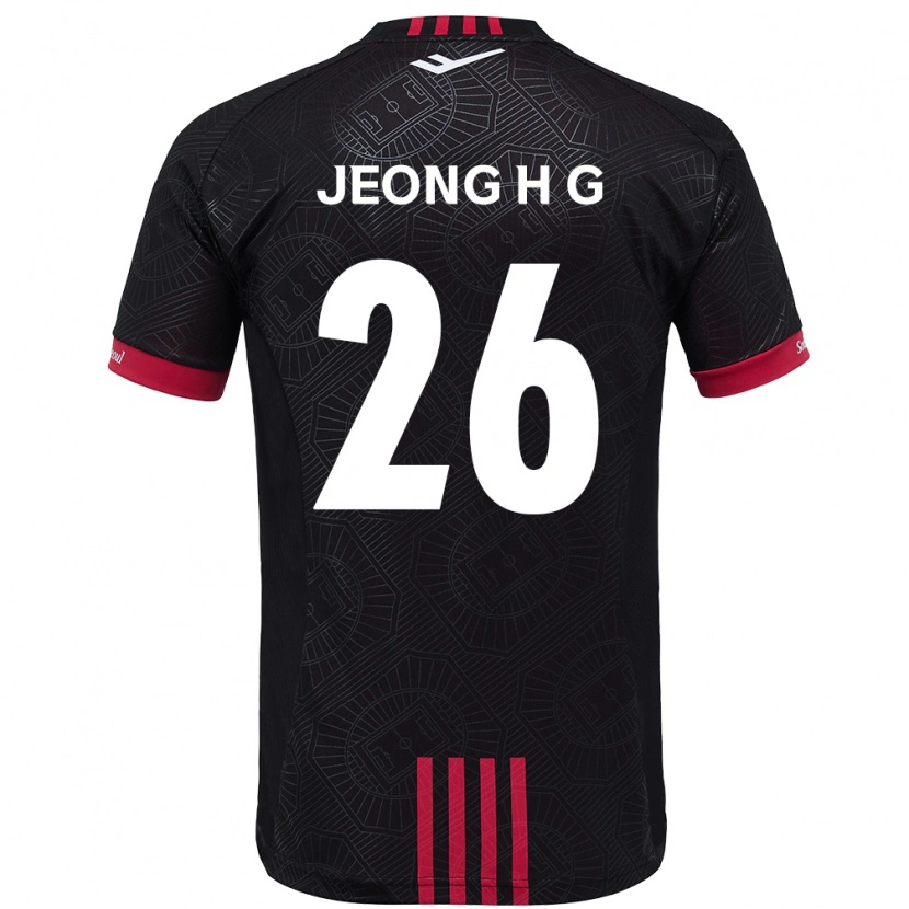 Danxen Herren Jeong Hyun-Gyeong #26 Schwarz Rot Heimtrikot Trikot 2025/26 T-Shirt