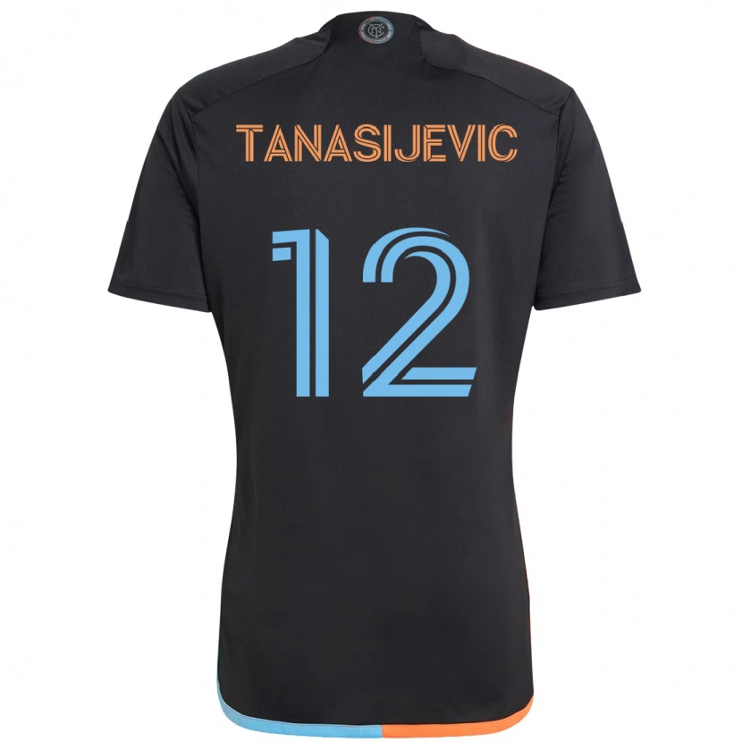 Danxen Herren Strahinja Tanasijević #12 Schwarz Blau Orange Auswärtstrikot Trikot 2025/26 T-Shirt