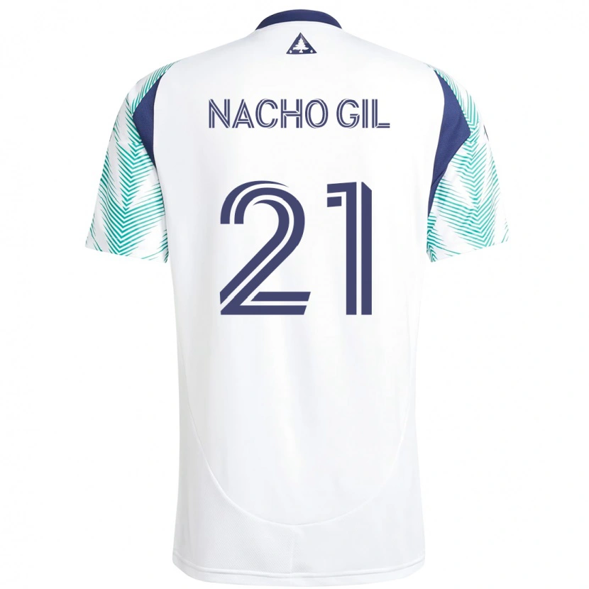 Danxen Herren Nacho Gil #21 Weiß Blau Auswärtstrikot Trikot 2025/26 T-Shirt