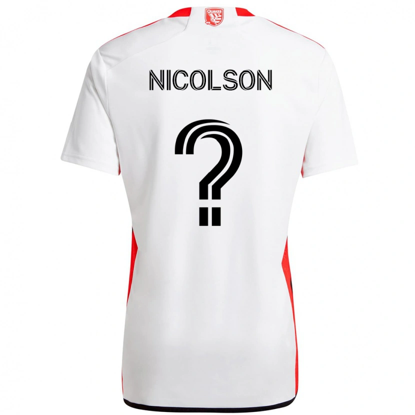 Danxen Herren John Nicolson #0 Weiß Rot Auswärtstrikot Trikot 2025/26 T-Shirt