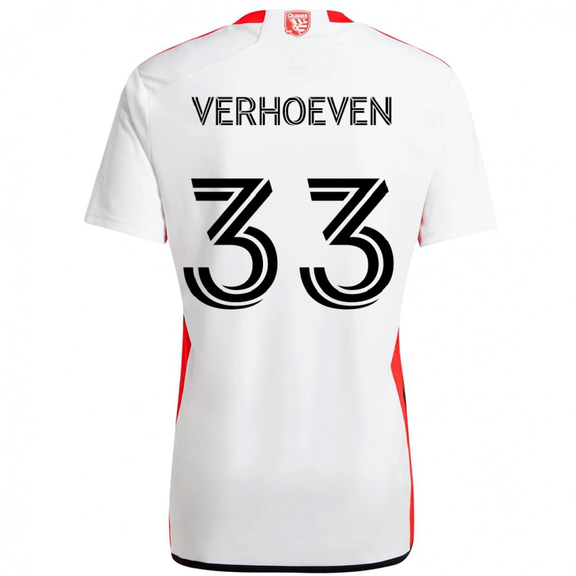 Danxen Herren Oscar Verhoeven #33 Weiß Rot Auswärtstrikot Trikot 2025/26 T-Shirt