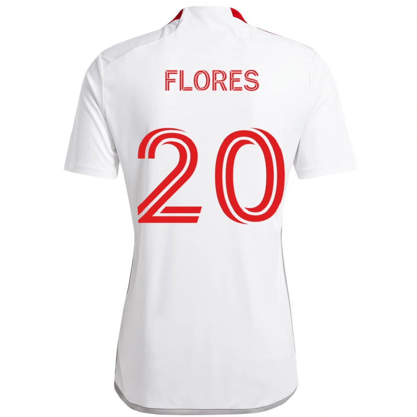 Danxen Herren Deybi Flores #20 Weiß Rot Auswärtstrikot Trikot 2025/26 T-Shirt