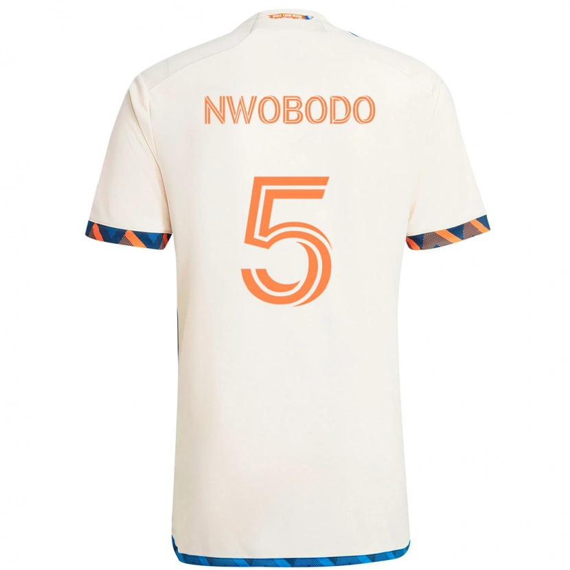 Danxen Herren Obinna Nwobodo #5 Weiß Blau Orange Auswärtstrikot Trikot 2025/26 T-Shirt