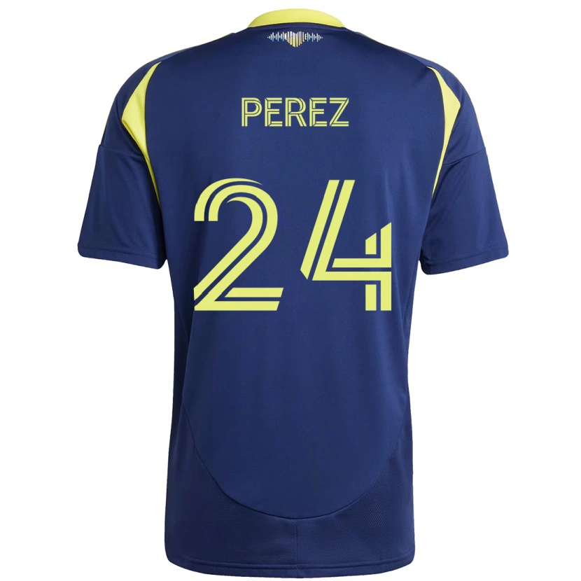 Danxen Herren Jonathan Pérez #24 Marineblau Gelb Auswärtstrikot Trikot 2025/26 T-Shirt