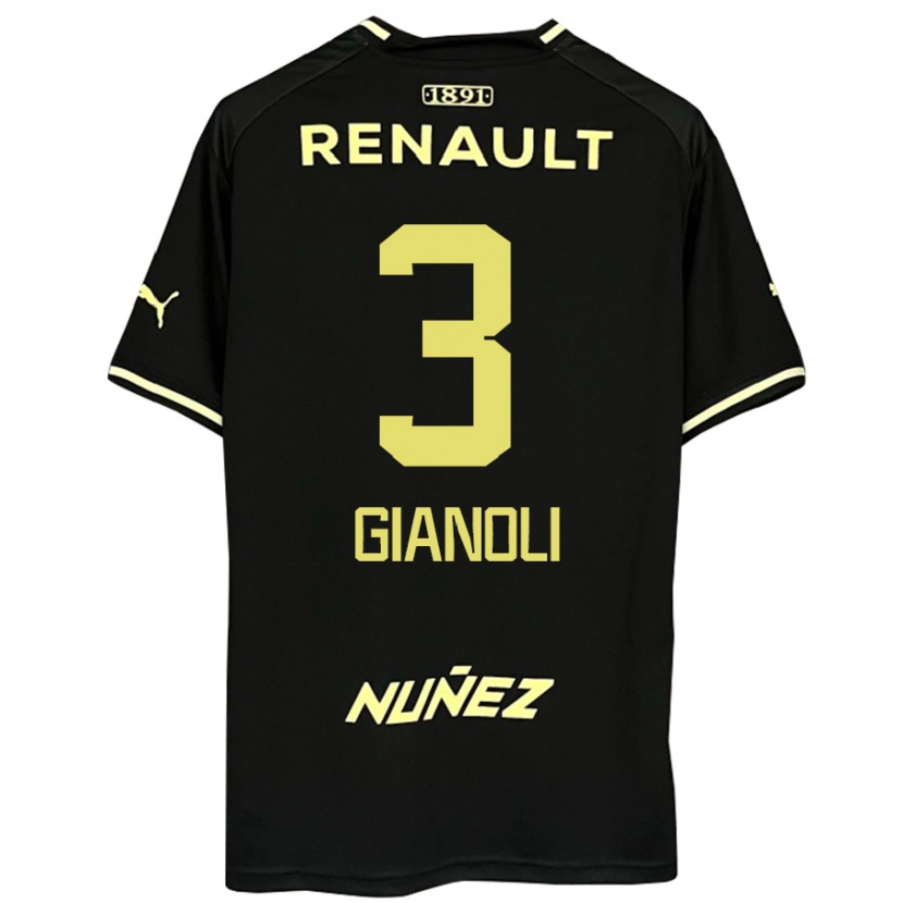 Danxen Herren Martín Gianoli #3 Schwarz Gelb Auswärtstrikot Trikot 2025/26 T-Shirt