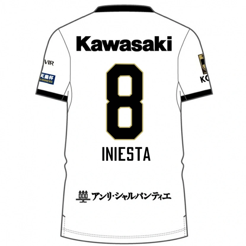 Danxen Herren Andres Iniesta #8 Weiß Schwarz Auswärtstrikot Trikot 2025/26 T-Shirt