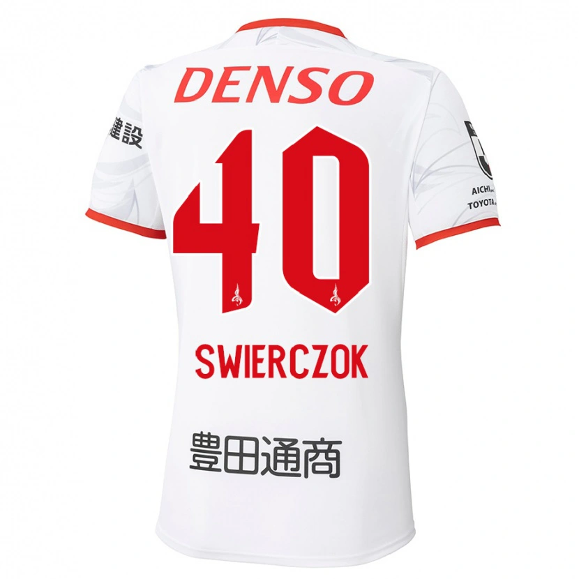 Danxen Herren Jakub Swierczok #40 Weiß Rot Auswärtstrikot Trikot 2025/26 T-Shirt