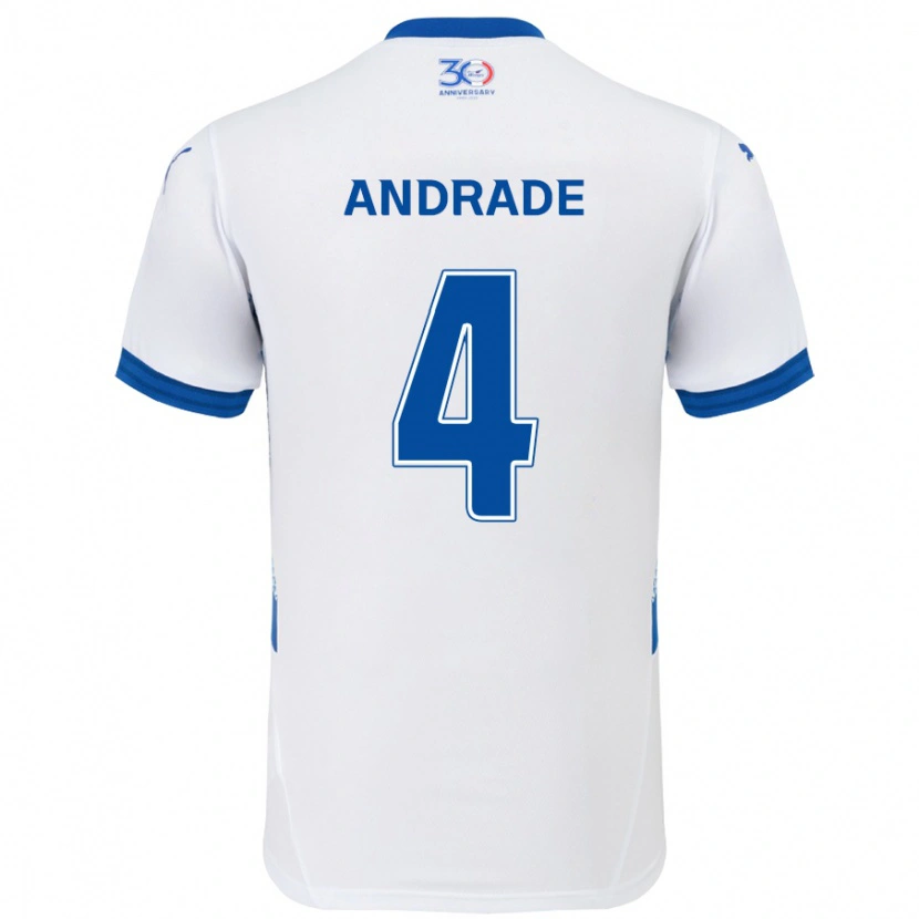 Danxen Herren Léo Andrade #4 Weiß Königsblau Auswärtstrikot Trikot 2025/26 T-Shirt