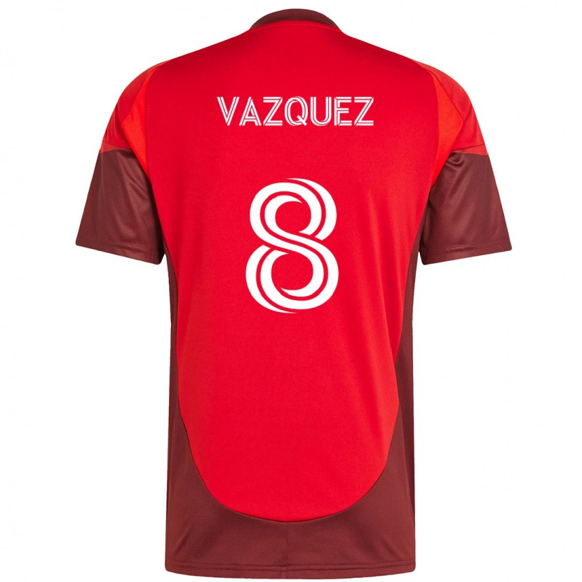 Danxen Damen Víctor Vázquez #8 Rot Weiß Heimtrikot Trikot 2025/26 T-Shirt
