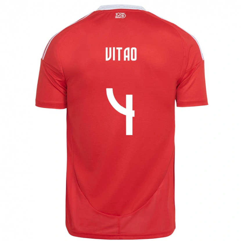 Danxen Damen Vitão #4 Rot Weiß Heimtrikot Trikot 2025/26 T-Shirt