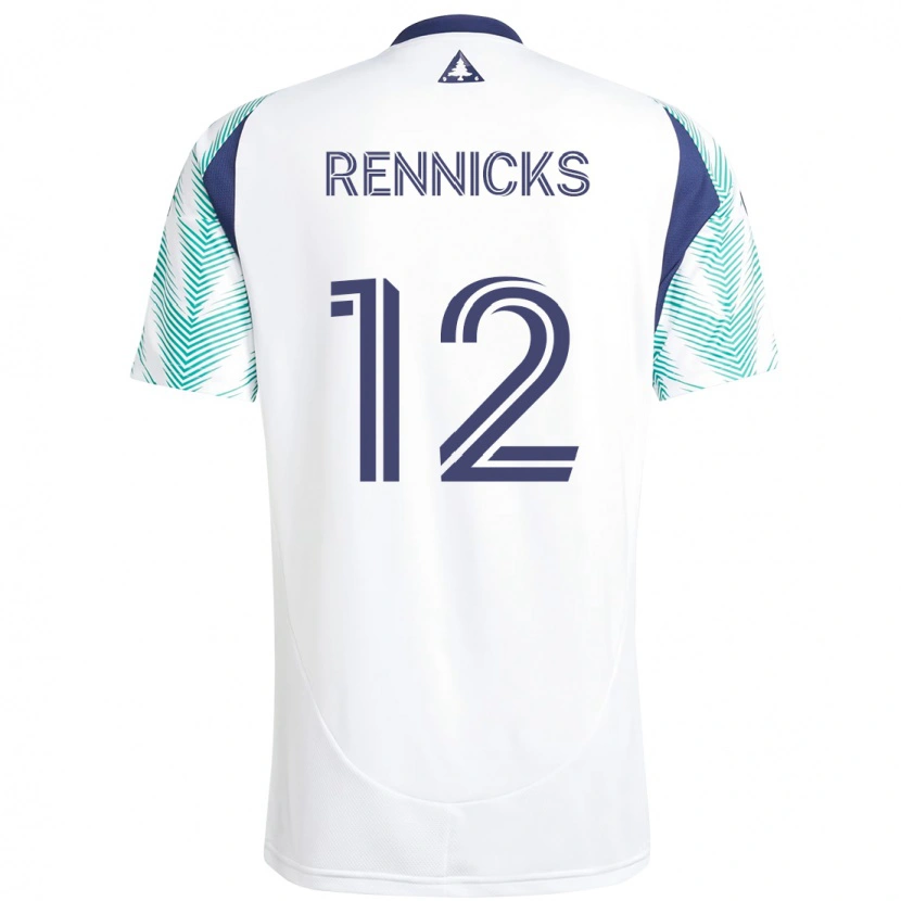 Danxen Damen Justin Rennicks #12 Weiß Blau Auswärtstrikot Trikot 2025/26 T-Shirt