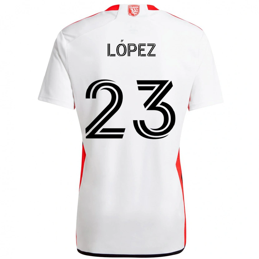Danxen Damen Hernán López #23 Weiß Rot Auswärtstrikot Trikot 2025/26 T-Shirt