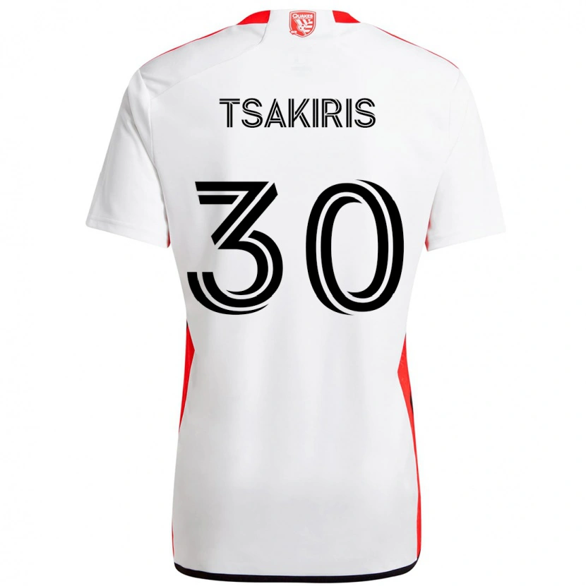 Danxen Damen Niko Tsakiris #30 Weiß Rot Auswärtstrikot Trikot 2025/26 T-Shirt