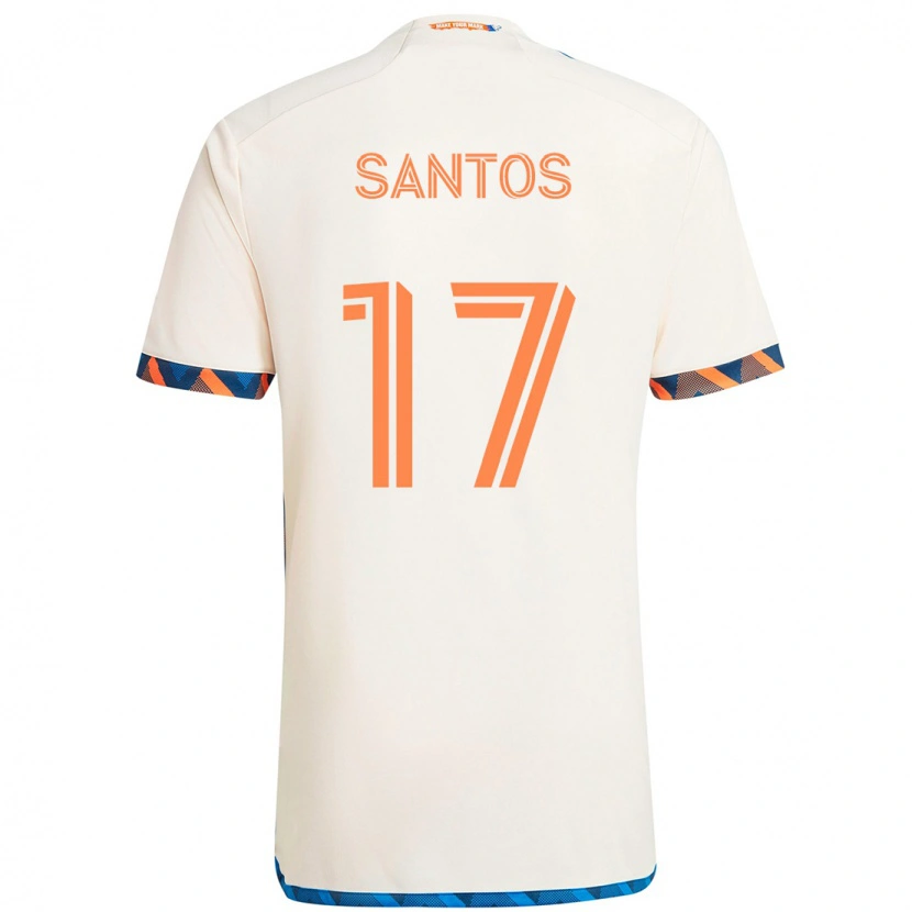 Danxen Damen Sergio Santos #17 Weiß Blau Orange Auswärtstrikot Trikot 2025/26 T-Shirt