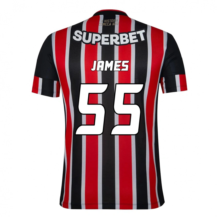 Danxen Damen James Rodriguez #55 Schwarz Rot Auswärtstrikot Trikot 2025/26 T-Shirt