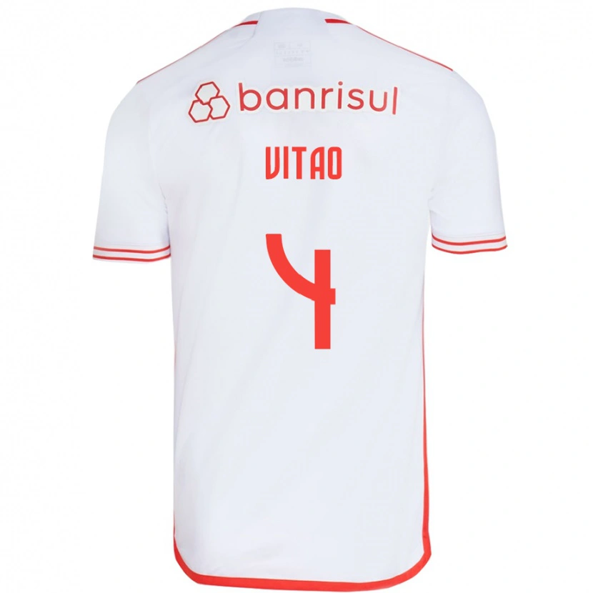 Danxen Damen Vitão #4 Weiß Rot Auswärtstrikot Trikot 2025/26 T-Shirt
