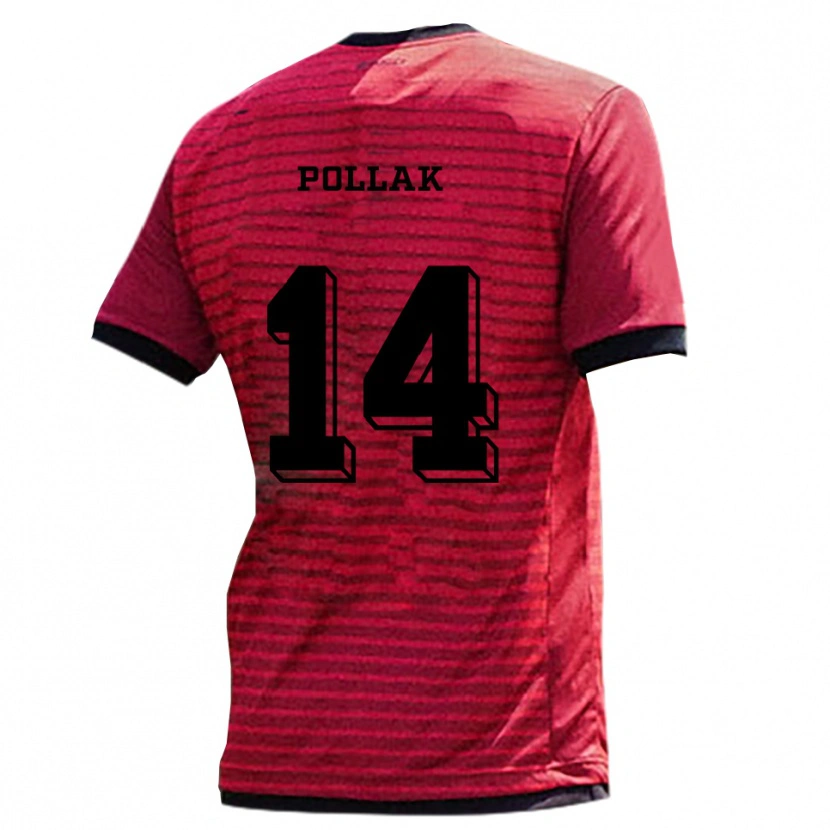 Danxen Damen Florian Pollak #14 Rot Schwarz Heimtrikot Trikot 2025/26 T-Shirt