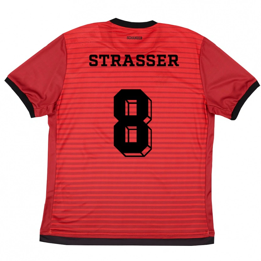 Danxen Damen Vincent Straßer #8 Rot Schwarz Heimtrikot Trikot 2025/26 T-Shirt