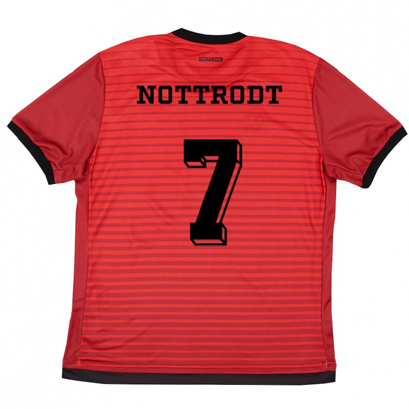 Danxen Damen Justin Nottrodt #7 Rot Schwarz Heimtrikot Trikot 2025/26 T-Shirt