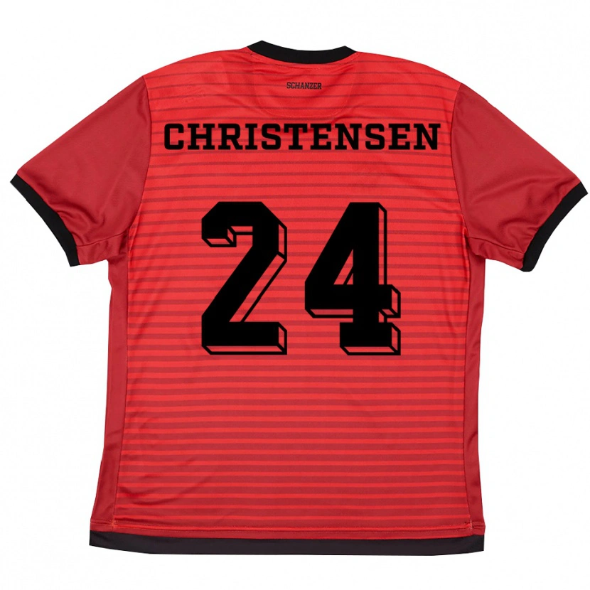 Danxen Damen Gustav Christensen #24 Rot Schwarz Heimtrikot Trikot 2025/26 T-Shirt