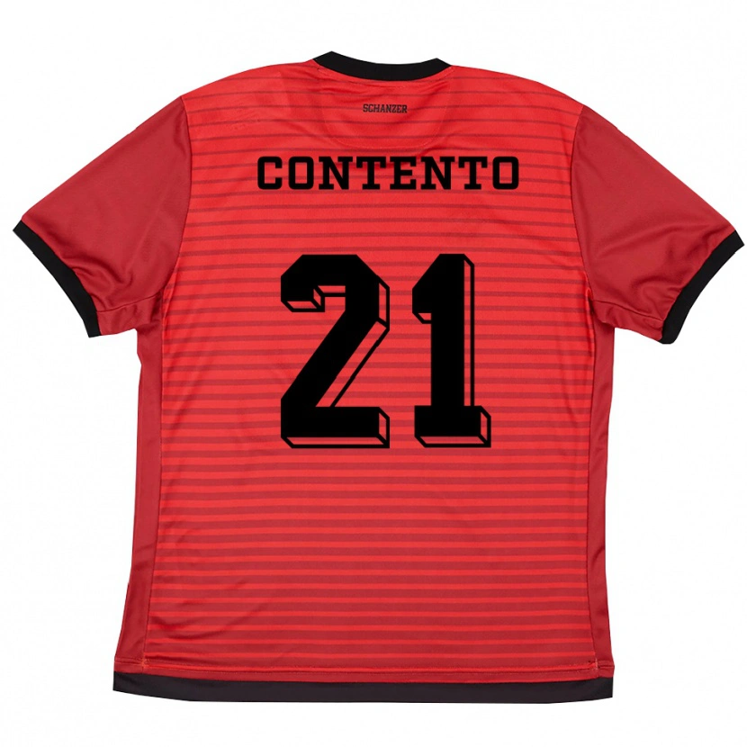 Danxen Damen Arcangelo Contento #21 Rot Schwarz Heimtrikot Trikot 2025/26 T-Shirt