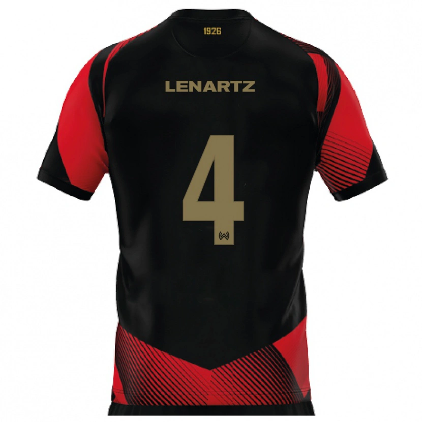 Danxen Damen Oskar Lenartz #4 Schwarz Rot Heimtrikot Trikot 2025/26 T-Shirt