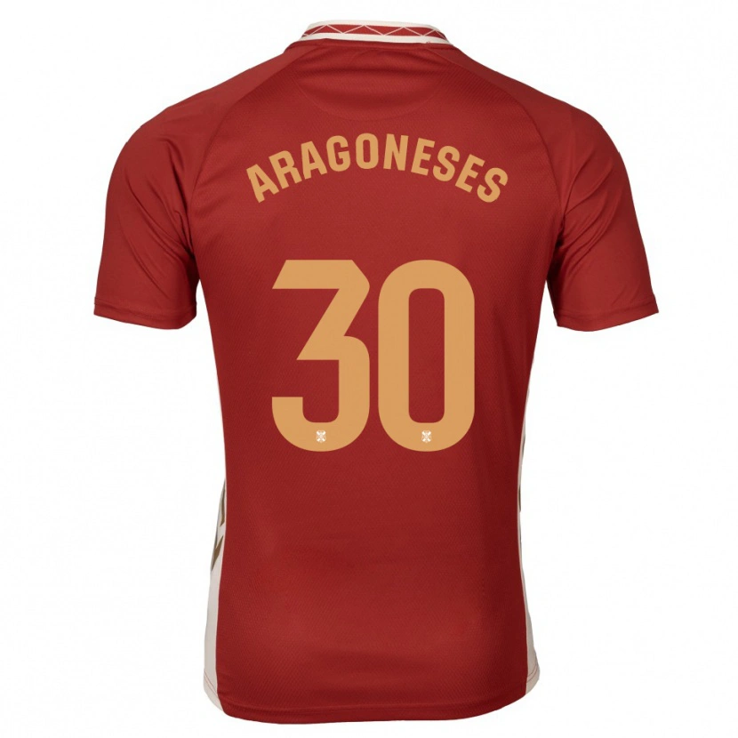 Danxen Damen Sergio Aragoneses #30 Burgunder Gold Auswärtstrikot Trikot 2025/26 T-Shirt