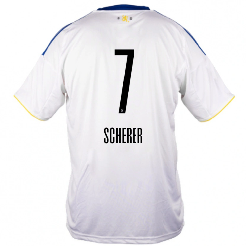 Danxen Damen Tim Scherer #7 Weiß Blau Gelb Auswärtstrikot Trikot 2025/26 T-Shirt
