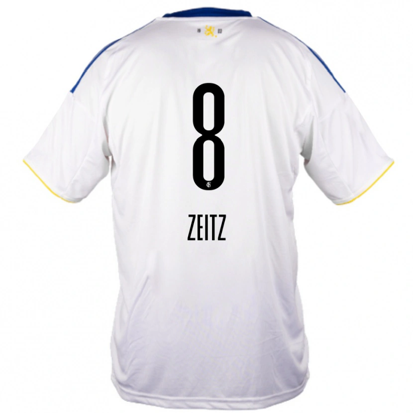 Danxen Damen Manuel Zeitz #8 Weiß Blau Gelb Auswärtstrikot Trikot 2025/26 T-Shirt