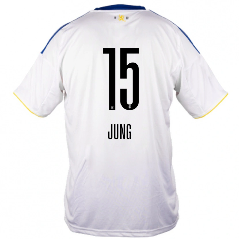 Danxen Damen Elias Jung #15 Weiß Blau Gelb Auswärtstrikot Trikot 2025/26 T-Shirt