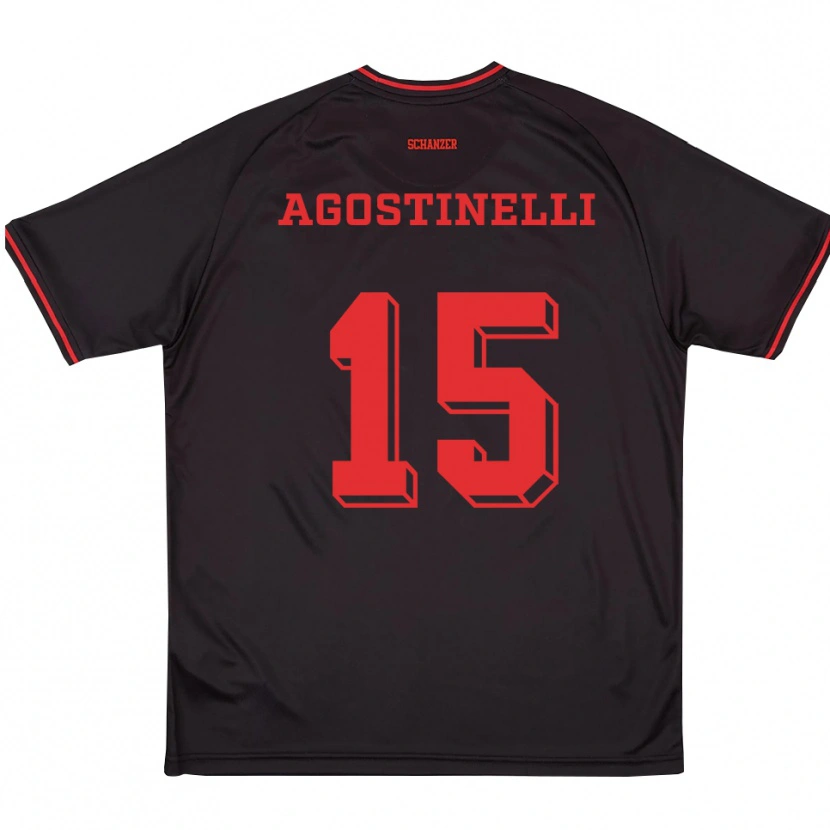 Danxen Damen Massimo Agostinelli #15 Schwarz Rot Weiß Auswärtstrikot Trikot 2025/26 T-Shirt