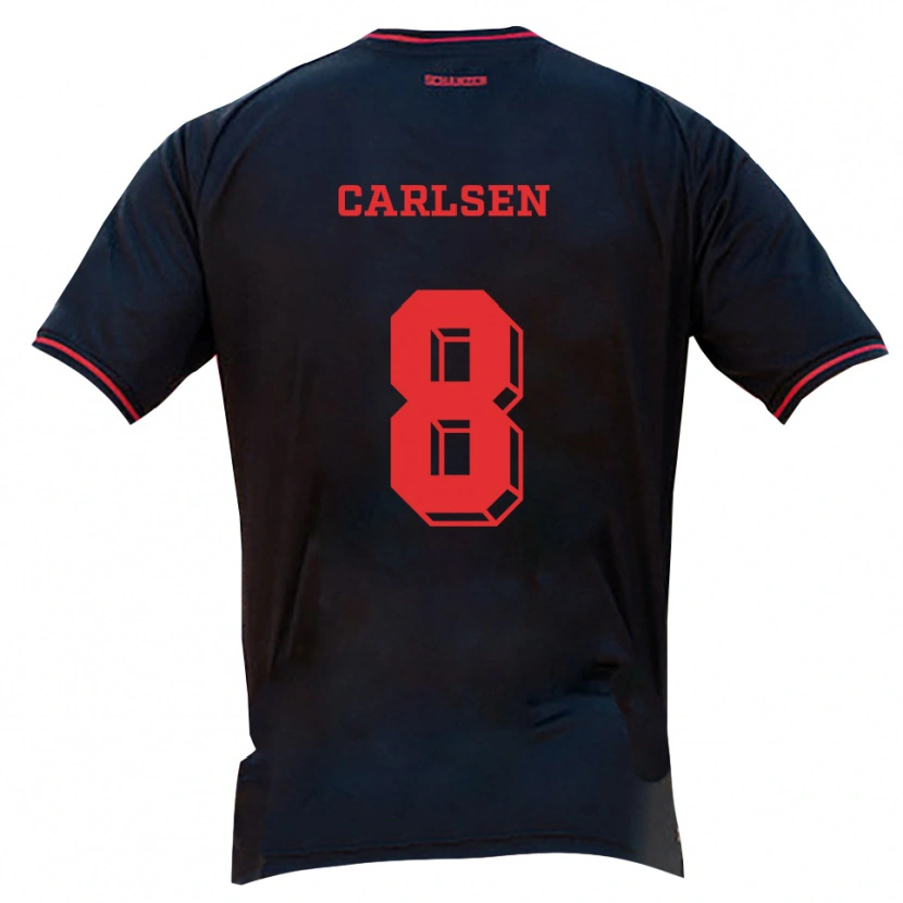 Danxen Damen Fredrik Carlsen #8 Schwarz Rot Weiß Auswärtstrikot Trikot 2025/26 T-Shirt