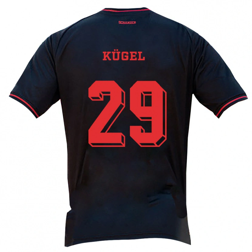 Danxen Damen Julian Kügel #29 Schwarz Rot Weiß Auswärtstrikot Trikot 2025/26 T-Shirt