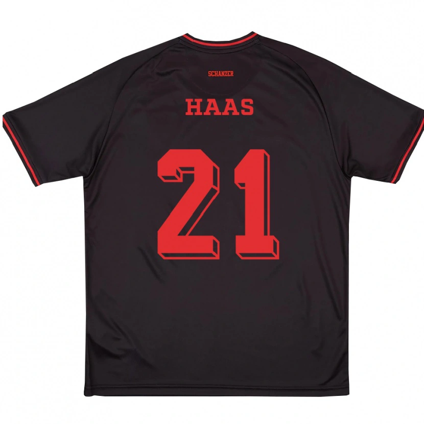 Danxen Damen Leo Haas #21 Schwarz Rot Weiß Auswärtstrikot Trikot 2025/26 T-Shirt