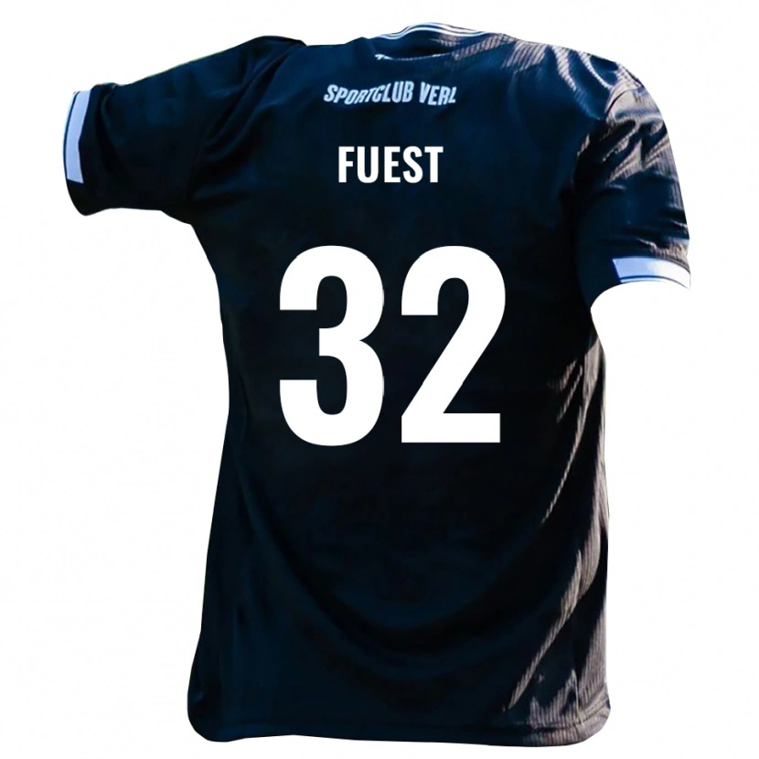 Danxen Damen Julian Fuest #32 Schwarz Weiß Auswärtstrikot Trikot 2025/26 T-Shirt